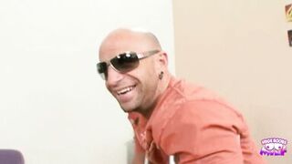 Watch Britney Amber deepthroat and ride John Strong's hard cock until she gets a messy creampie! - 1 image