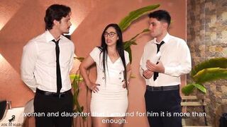 Papirodriguez dominates curvy Sara Black in a hot interview with double penetration