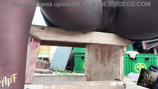 Bibi 58 flaunts her slim body while preparing a meal for her hubby in the open air - 9 image