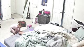 Cay Wild caught riding dildo & giving head in public bedroom