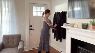 Carrie Capri's juicy body bounces on a massive dildo as she pleasures herself solo