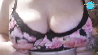 Pinky Pussy's big tits bounce while she strips & gets wild in public - 3 image