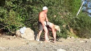 Watch RoseRedrus and StrongSrg get picked up and banged hard in public by a muscular guy