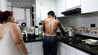 Watch petite stepmom Brandy Palmas get her curvy body drilled by young studs Victor Palmas and his friend - 4 image