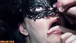 Watch MILF Millie Fox swallow a massive load while her hubby watches in close-up action