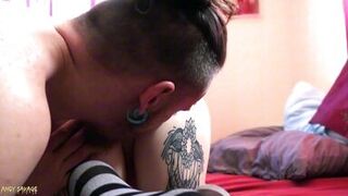 Petite tattooed slut moans in pleasure as she gets drilled hard & filled with cum - 2 image