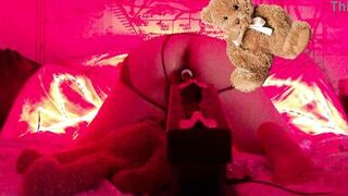 Arabian Snowwhite's curvy body takes a rough pounding with a sex toy in Doggy Style
