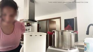 delicious maid MILF with huge saggy tits lets her boss play with her nibs