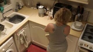Secret camera catching me in masturbating in the kitchen