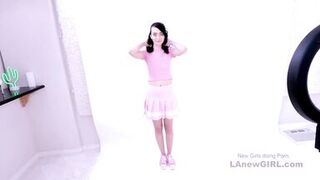 Cute Teen Brunette Nerd tries out Porn