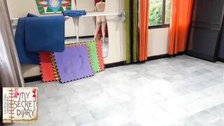 Nude yoga compilation. A woman in panties practices yoga in the gym. My Secret Diary. Long 6