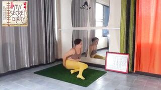 Nude yoga compilation. A woman in panties practices yoga in the gym. My Secret Diary. Long 6