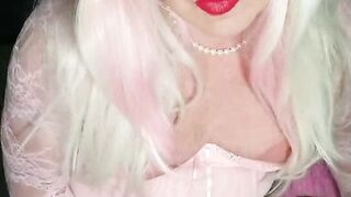 Pink trans puffy nipples cum