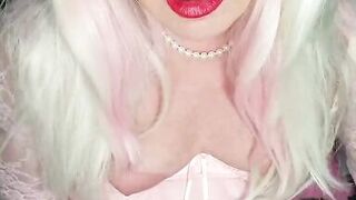 Pink trans puffy nipples cum