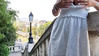 HOT MILF HOUSEWIFE FLASHING PUSSY AND TITS PUBLIC AT A HISTORICAL CITY