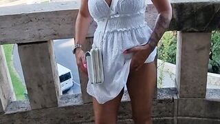 HOT MILF HOUSEWIFE FLASHING PUSSY AND TITS PUBLIC AT A HISTORICAL CITY