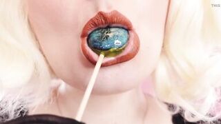 Asmr Video: Lipstick, Mesh Gloves and Lollipop (arya Grander)