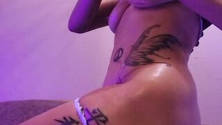 Let's rub oil on my body while I strip down for you