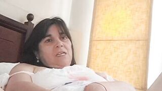 My husband's son saw me masturbating and stayed to watch, he exposed himself hard