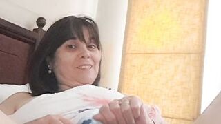 My husband's son saw me masturbating and stayed to watch, he exposed himself hard