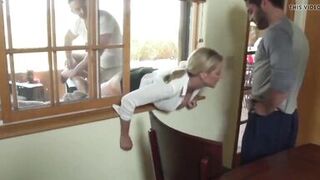 Cute MILF Stucked in Window and Fucked by 2 Men - 6 image