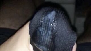 Wife gave used wet panties to masturbate and cum on it - 6 image