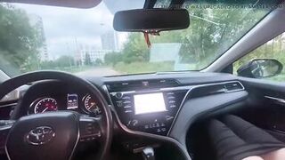 Neighbor with Big Tits Sucks My Cock in the Car