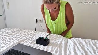 Amateur wife is enjoying her own Sybian sex machine video and get two huge body shaking orgasms