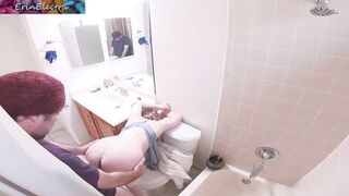 Masturbating stepmom in the bathroom invites stepson in for sex