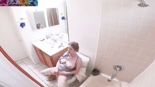 Masturbating stepmom in the bathroom invites stepson in for sex