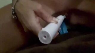 Jane loving her tooth brush