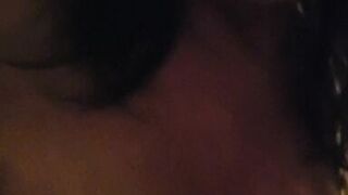 Horny milf plays in bar bathroom