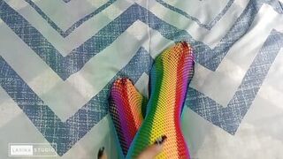 Foot Fetish with Sexy Colored Stockings - 1 image