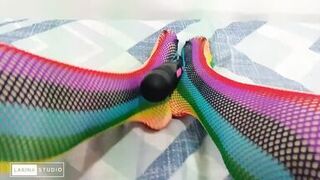 Foot Fetish with Sexy Colored Stockings - 10 image