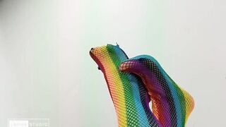 Foot Fetish with Sexy Colored Stockings