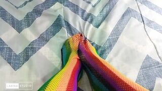 Foot Fetish with Sexy Colored Stockings - 2 image