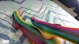 Foot Fetish with Sexy Colored Stockings