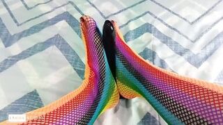 Foot Fetish with Sexy Colored Stockings - 5 image
