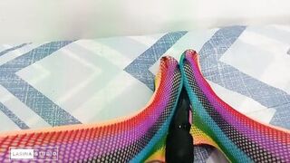 Foot Fetish with Sexy Colored Stockings - 9 image