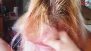 For the First Time I Do a Stepson Hairjob, Cum on My Hair