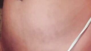 Schoolgirl fucks her pussy hard with a huge dildo