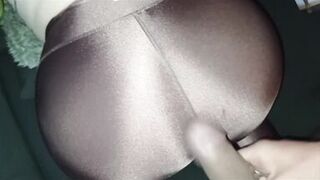 BBW MILF fuck doggy in leggins and high Heels and creampie