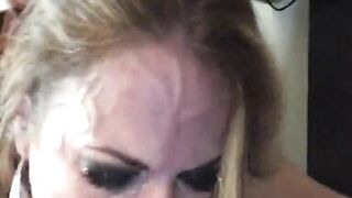 Gorgeous slut gets her pussy pounded while she gags on a dildo