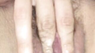 Wife on masturbation show, closeup on display for me. She opens her pussy and I taste her wetness and eat her juices