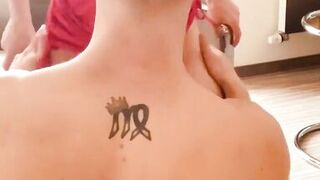 Licking on office chair