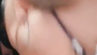 Got my big tits out and sucking cock