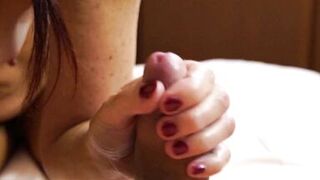 POV Big View of blowjob and Handjob of mature couple