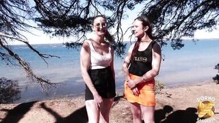 Arianna, a pretty brunette, has her first threesome