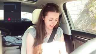 Trying not to cum too loud in the Starbucks Drive Thru!