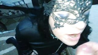 Long hair beauty in Nun outfit worship fat cock